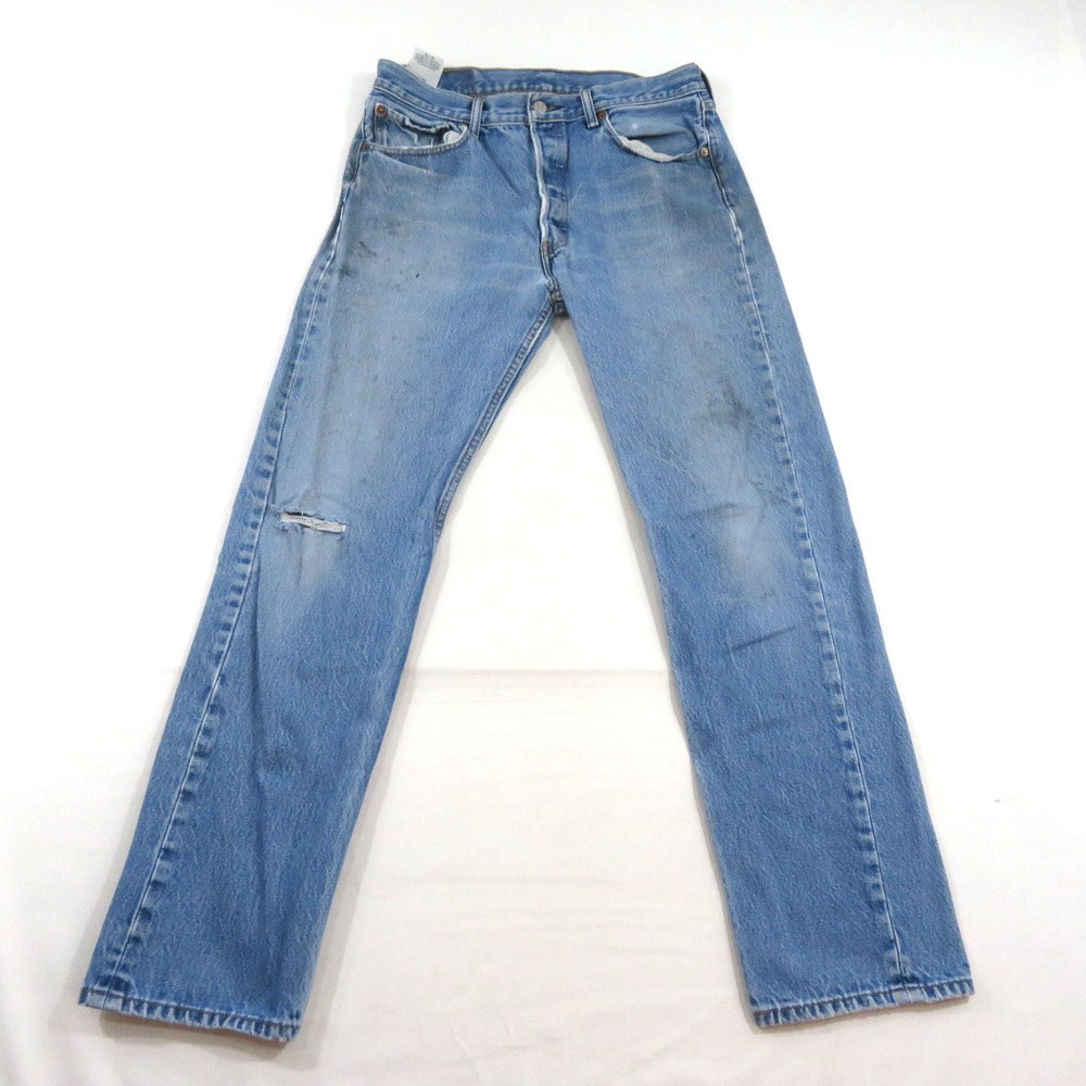 Levi's 501 Button Fly Med Wash Blue JEANS Sz 34x36 Measured 32x31